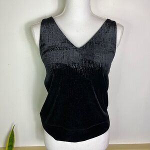 LIVØM Crushed Black Velvet Tank Top XS V Neck Gothic Fairy Grunge Whimsigoth Y2K